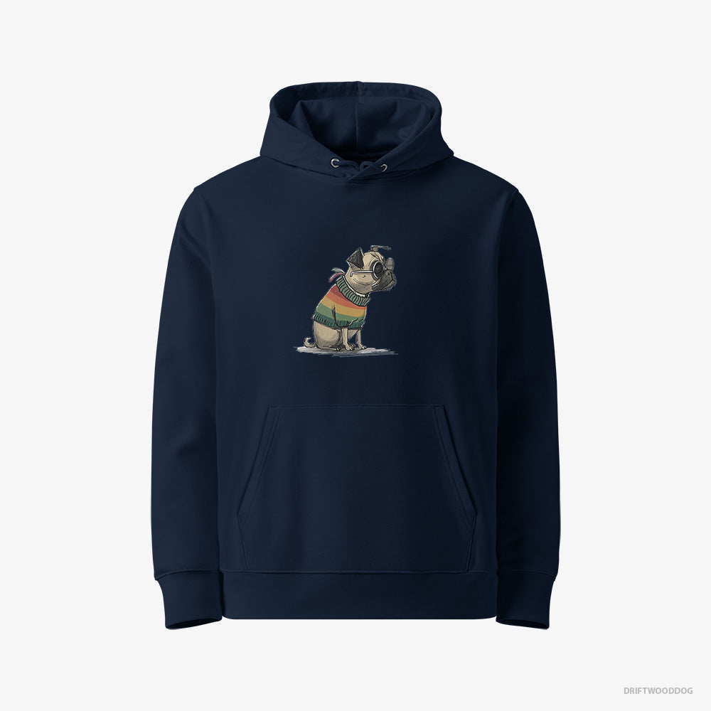 Pug Excited for Pride – Women's Hoodie Navy Eco – Eco-Friendly