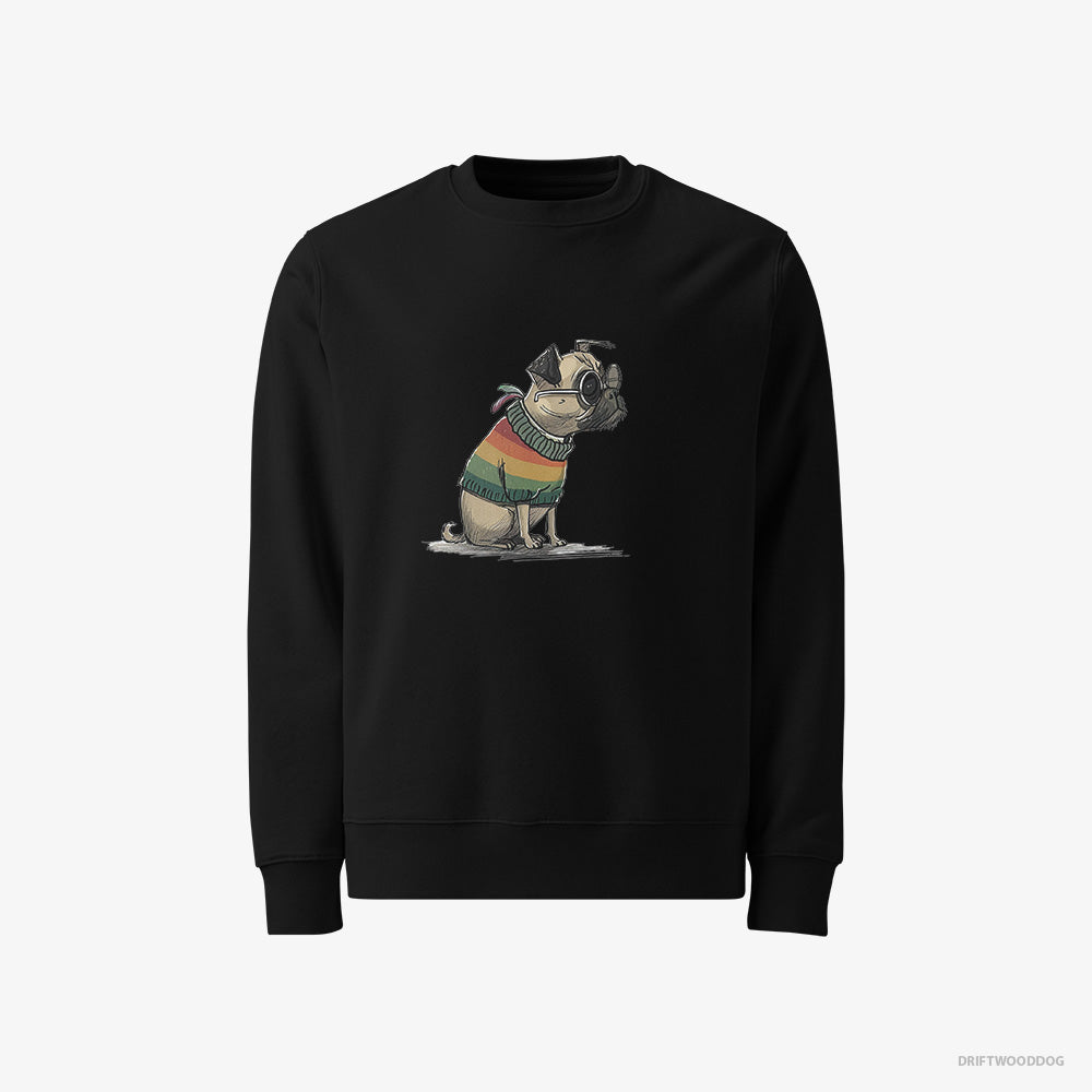 Pug Sweatshirt – Men Black Sweatshirt Classic – Excited for Pride (on White Background)