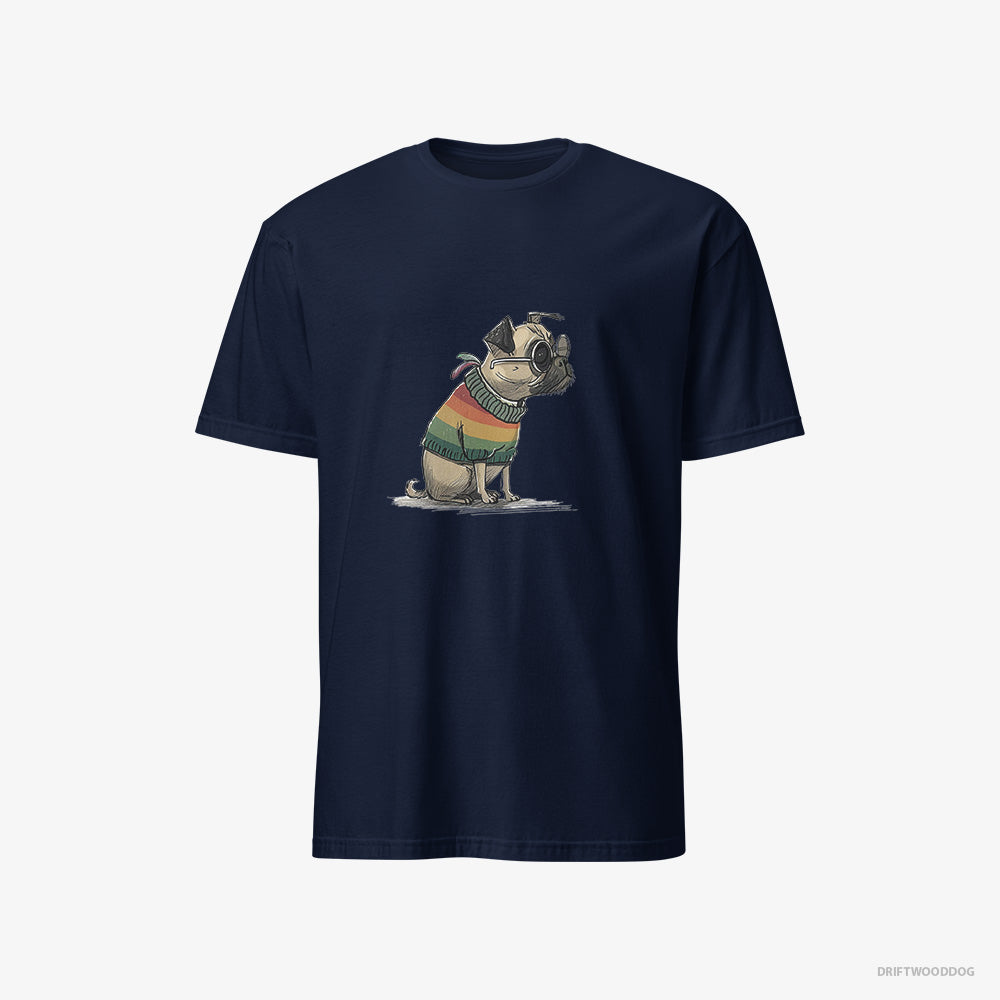 Pug T-Shirt – Men Navy T-Shirt Classic – Excited for Pride (on White Background)