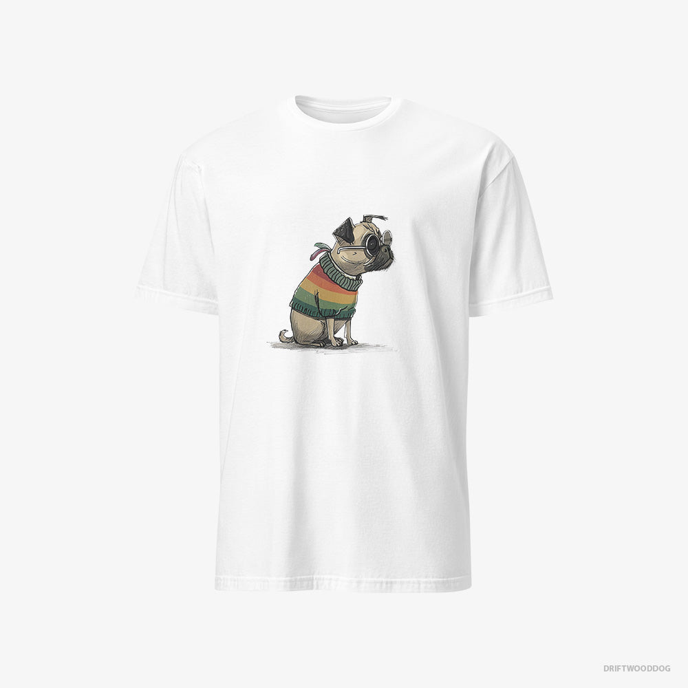 Pug T-Shirt – Men White T-Shirt Classic – Excited for Pride (on White Background)