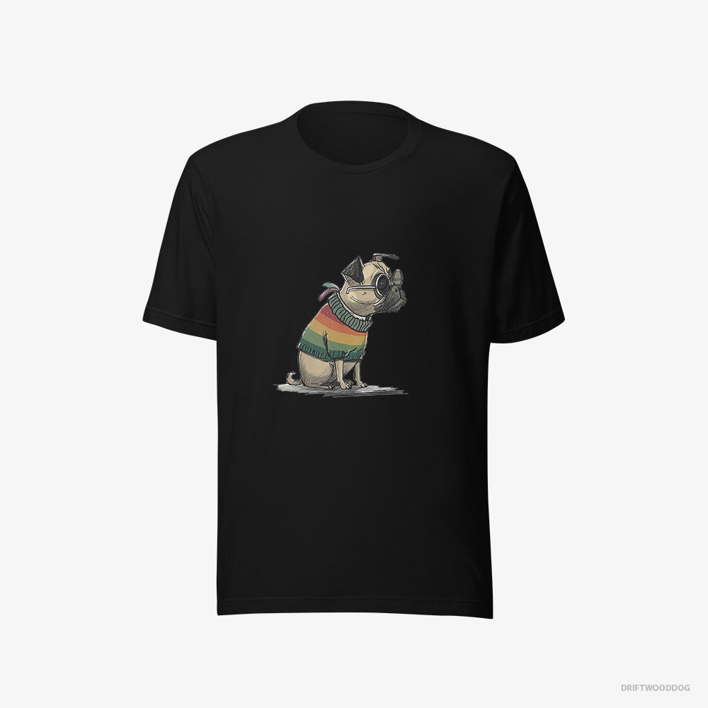 Pug T-Shirt – Men Black T-Shirt Eco-Friendly – Excited for Pride (on White Background)