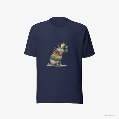 Pug T-Shirt – Men Navy T-Shirt Eco-Friendly – Excited for Pride (on White Background)