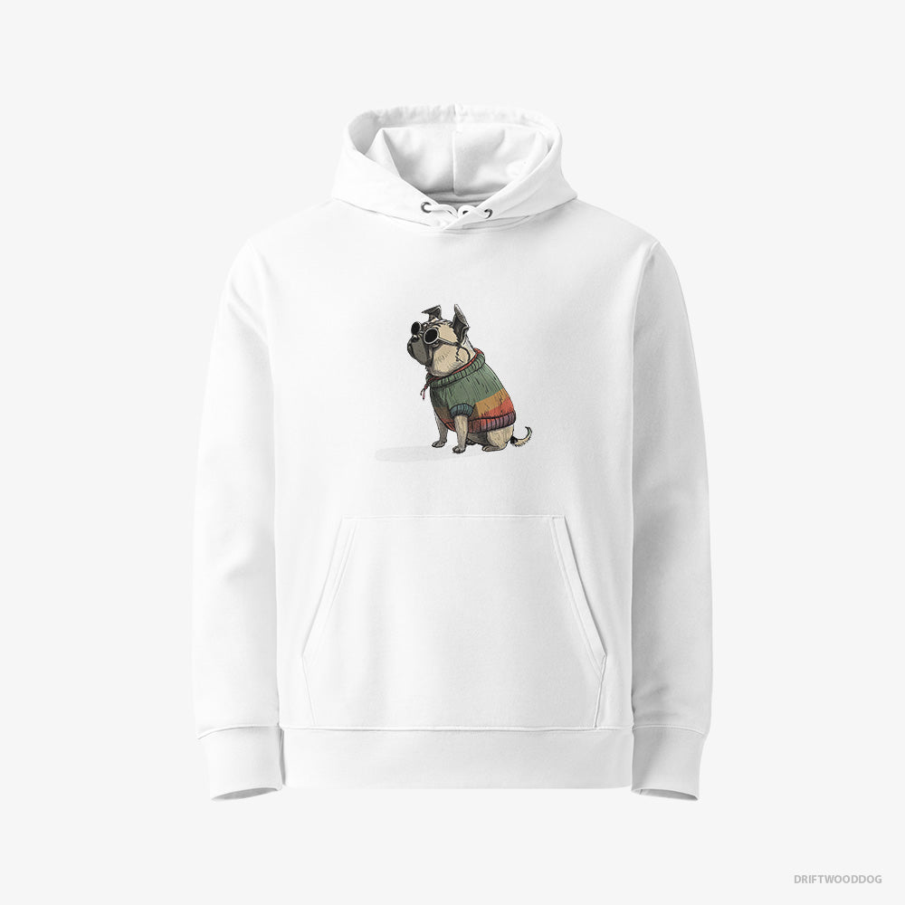 Pug Hoodie – Men White Hoodie Eco-Friendly – Ready for Pride (on White Background)