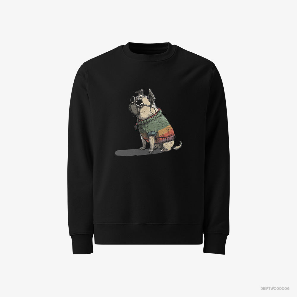 Pug Sweatshirt – Men Black Sweatshirt Classic – Ready for Pride (on White Background)