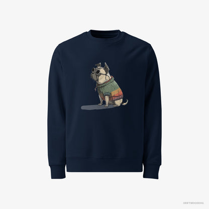 Pug Sweatshirt – Men Navy Sweatshirt Classic – Ready for Pride (on White Background)