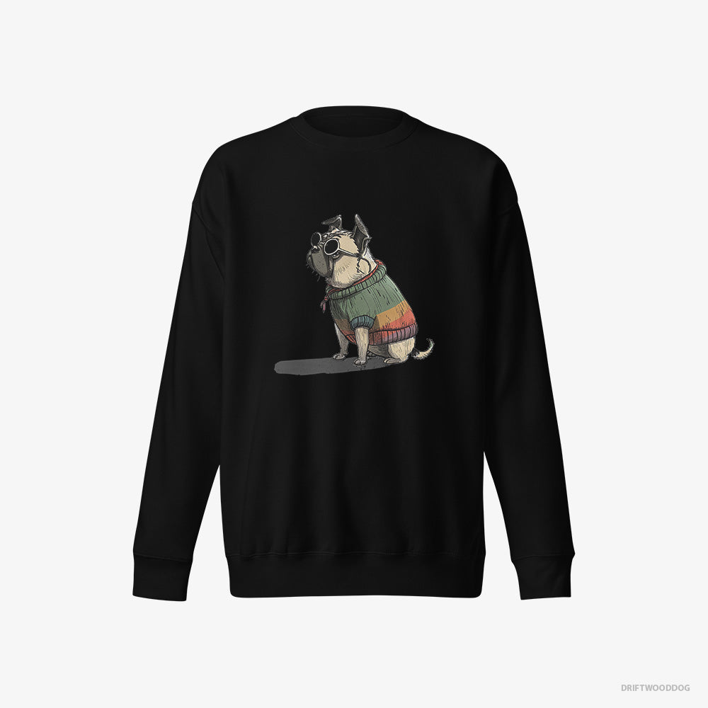 Pug Sweatshirt – Men Black Sweatshirt Eco-Friendly – Ready for Pride (on White Background)