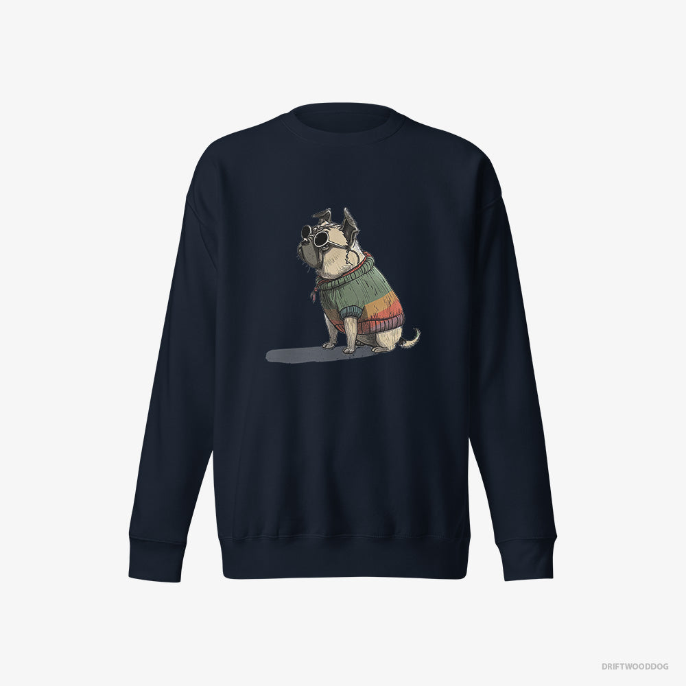 Pug Sweatshirt – Women Navy Sweatshirt Eco-Friendly – Ready for Pride (on White Background)