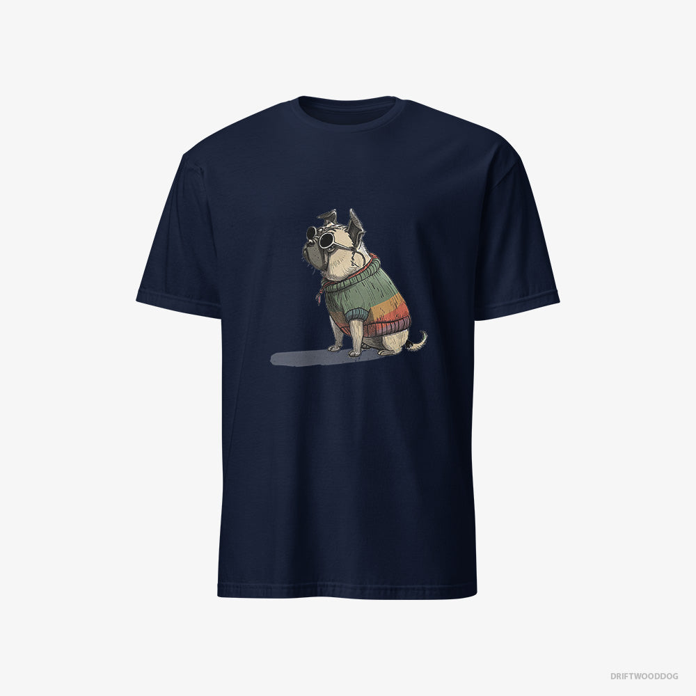 Pug T-Shirt – Men Navy T-Shirt Classic – Ready for Pride (on White Background)