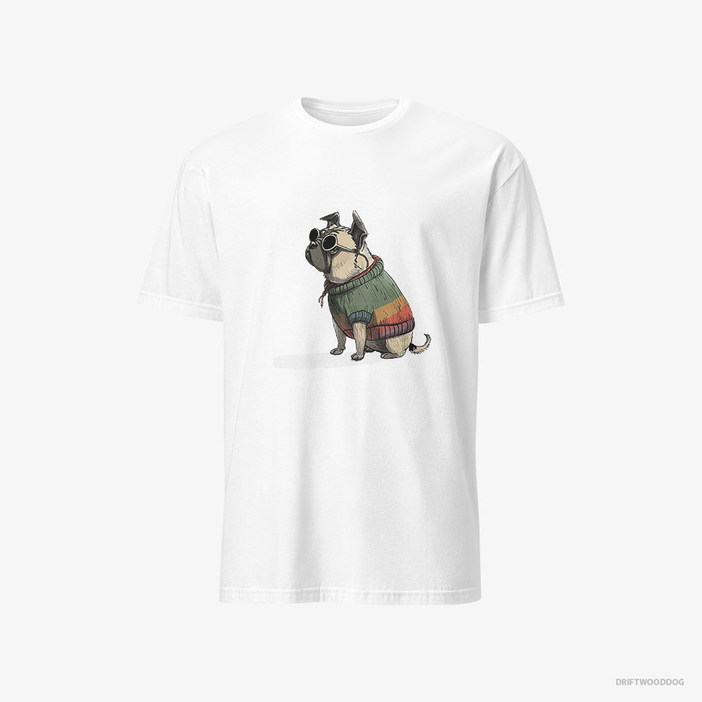 Pug T-Shirt – Men White T-Shirt Classic – Ready for Pride (on White Background)