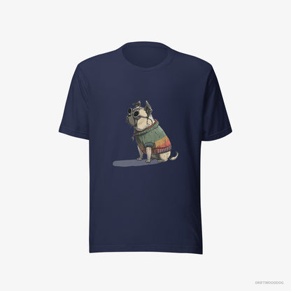 Pug T-Shirt – Men Navy T-Shirt Eco-Friendly – Ready for Pride (on White Background)