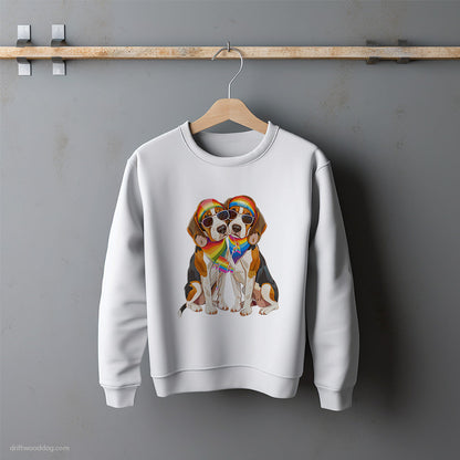 Beagle Couple Hugging on Pride Day Sweatshirt – Unisex Sweatshirt for Dog Lovers