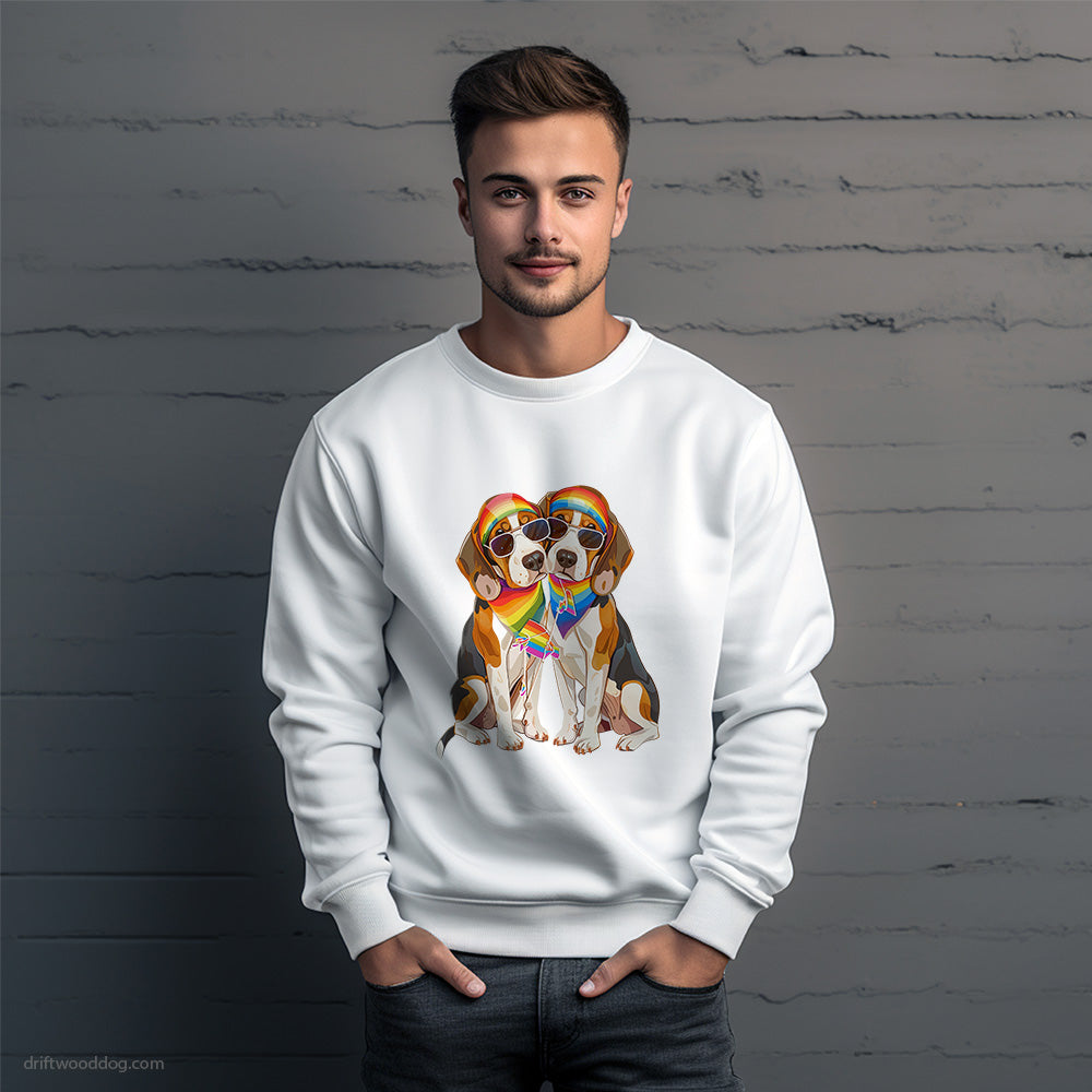 Beagle Couple Hugging on Pride Day Sweatshirt – Unique Dog Sweatshirt for Men