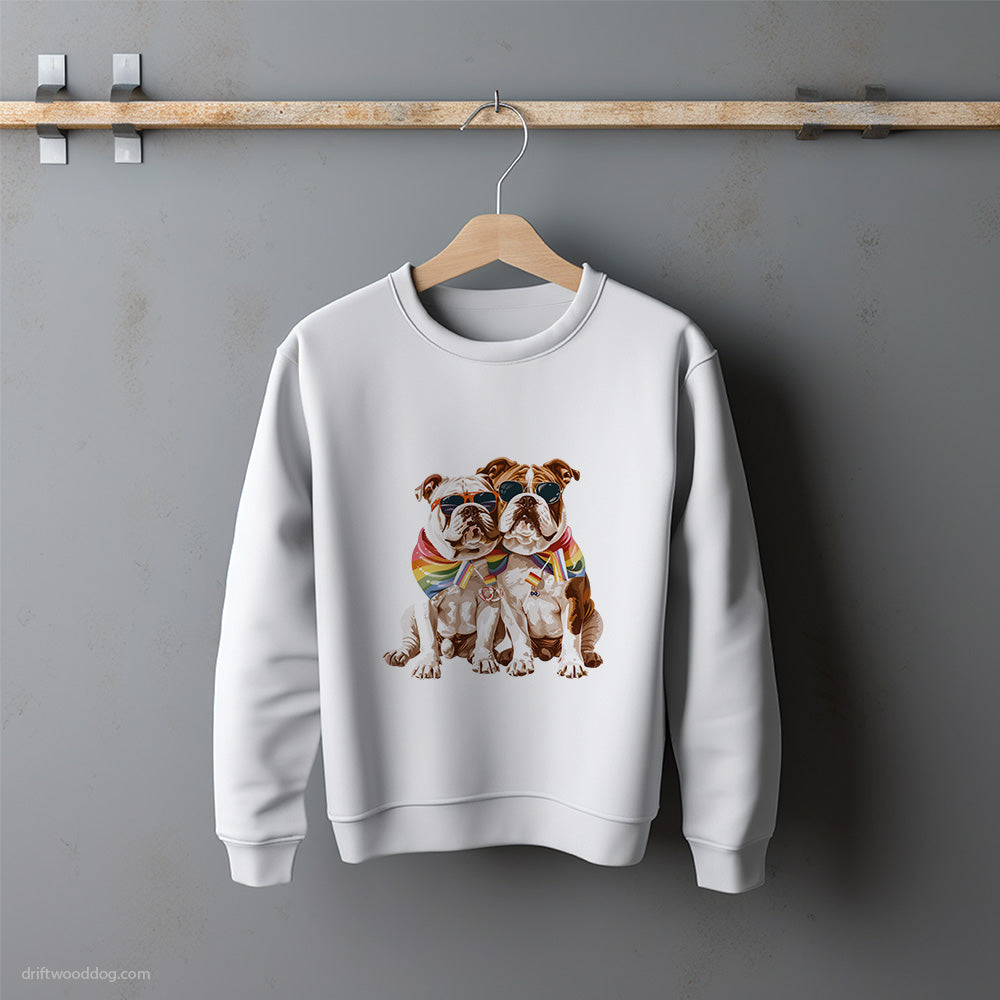 Bulldog Couple Celebrating Pride Sweatshirt – Unisex Sweatshirt for Dog Lovers