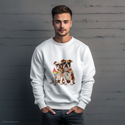 Bulldog Couple Celebrating Pride Sweatshirt – Unique Dog Sweatshirt for Men