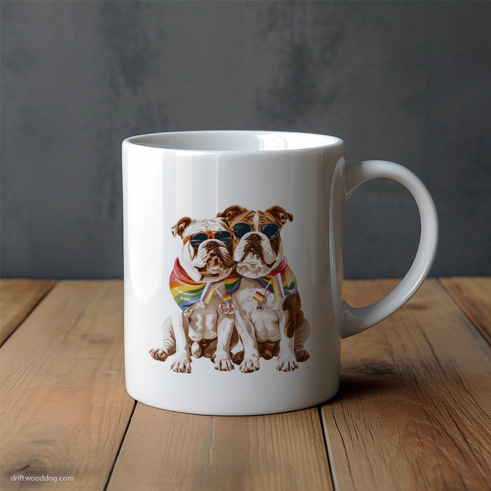 Bulldog Couple Celebrating Pride Mug – Unique Dog Cups | Dog-Themed Mugs