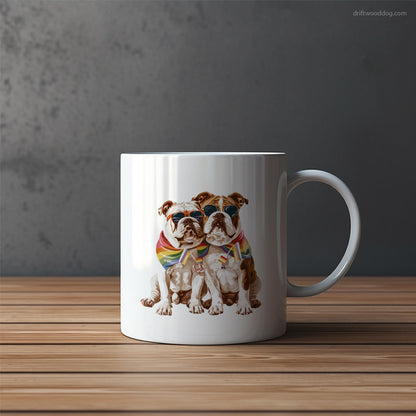 Bulldog Couple Celebrating Pride Mug – Funny Dog Coffee Mugs | Quirky Canine Drinkware