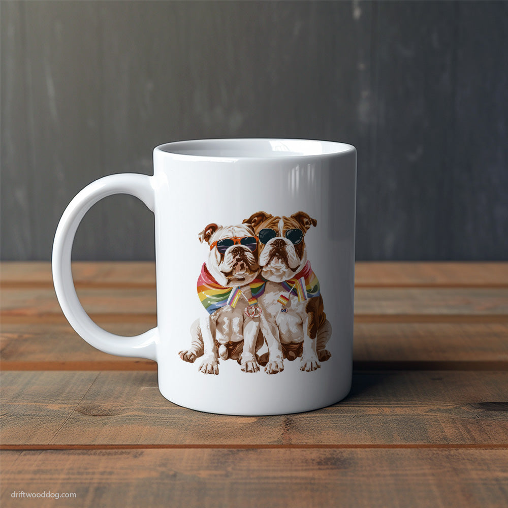 Bulldog Couple Celebrating Pride Mug – Cute Dog-Themed Mugs | Perfect Gifts for Dog Lovers