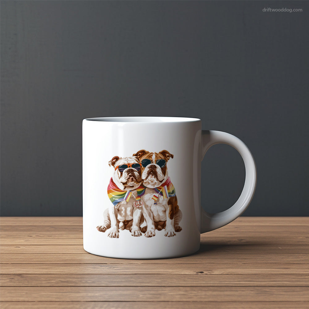 Bulldog Couple Celebrating Pride Mug – Custom Dog Mugs | Personalized Pet Mugs