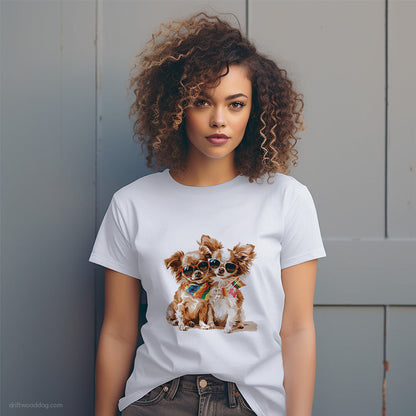 Chihuahua Couple Celebrating Pride T-Shirt – Dog T-Shirt for Women