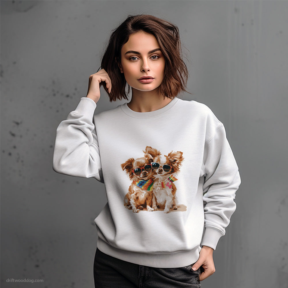 Chihuahua Couple Celebrating Pride Sweatshirt – Dog-Themed Gifts for Dog Lovers