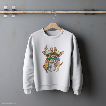 Chihuahua Couple Ready for Pride Sweatshirt – Unisex Sweatshirt for Dog Lovers