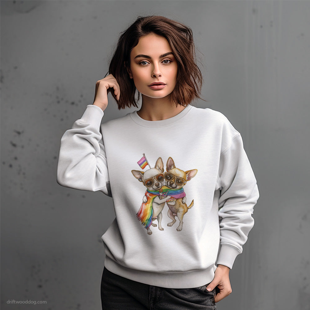 Chihuahua Couple Ready for Pride Sweatshirt – Dog-Themed Gifts for Dog Lovers