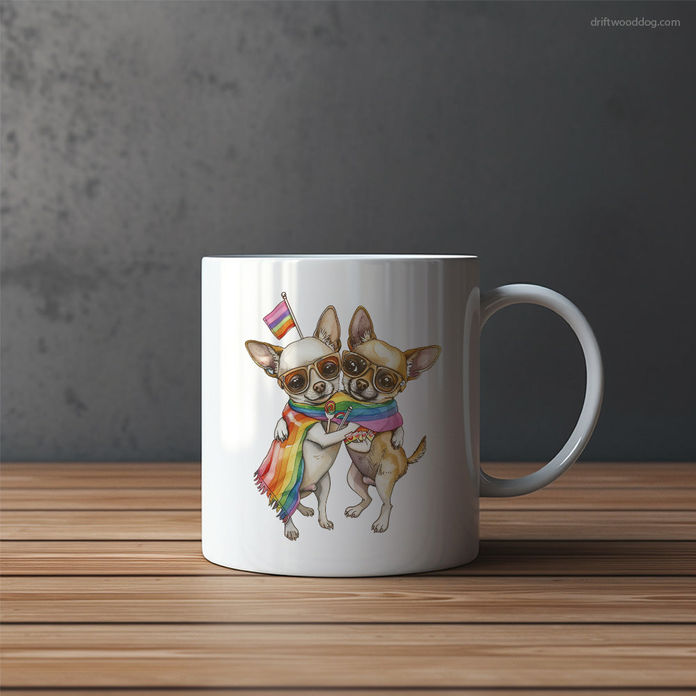 Chihuahua Couple Ready for Pride Mug – Funny Dog Coffee Mugs | Quirky Canine Drinkware