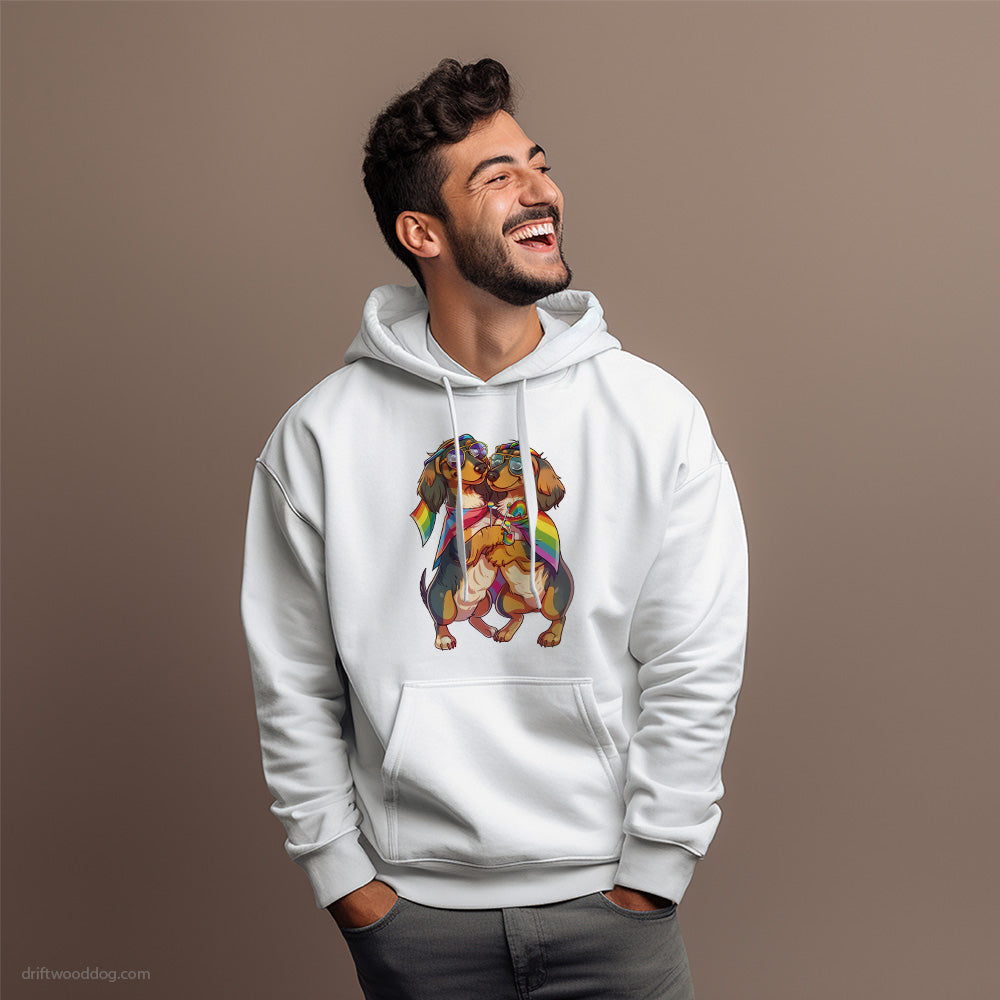 Dachshund Couple Hugging on Pride Day Hoodie – Dog Hoodies for Men