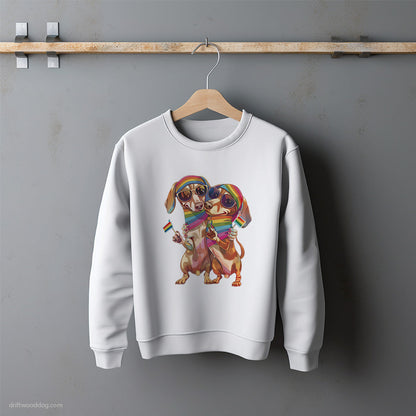 Dachshund Couple Hugging at Pride Sweatshirt – Unisex Sweatshirt for Dog Lovers