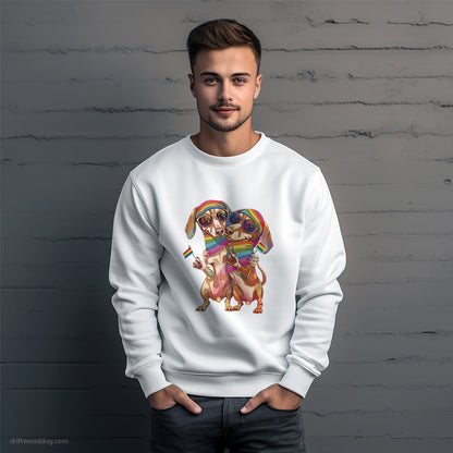 Dachshund Couple Hugging at Pride Sweatshirt – Unique Dog Sweatshirt for Men