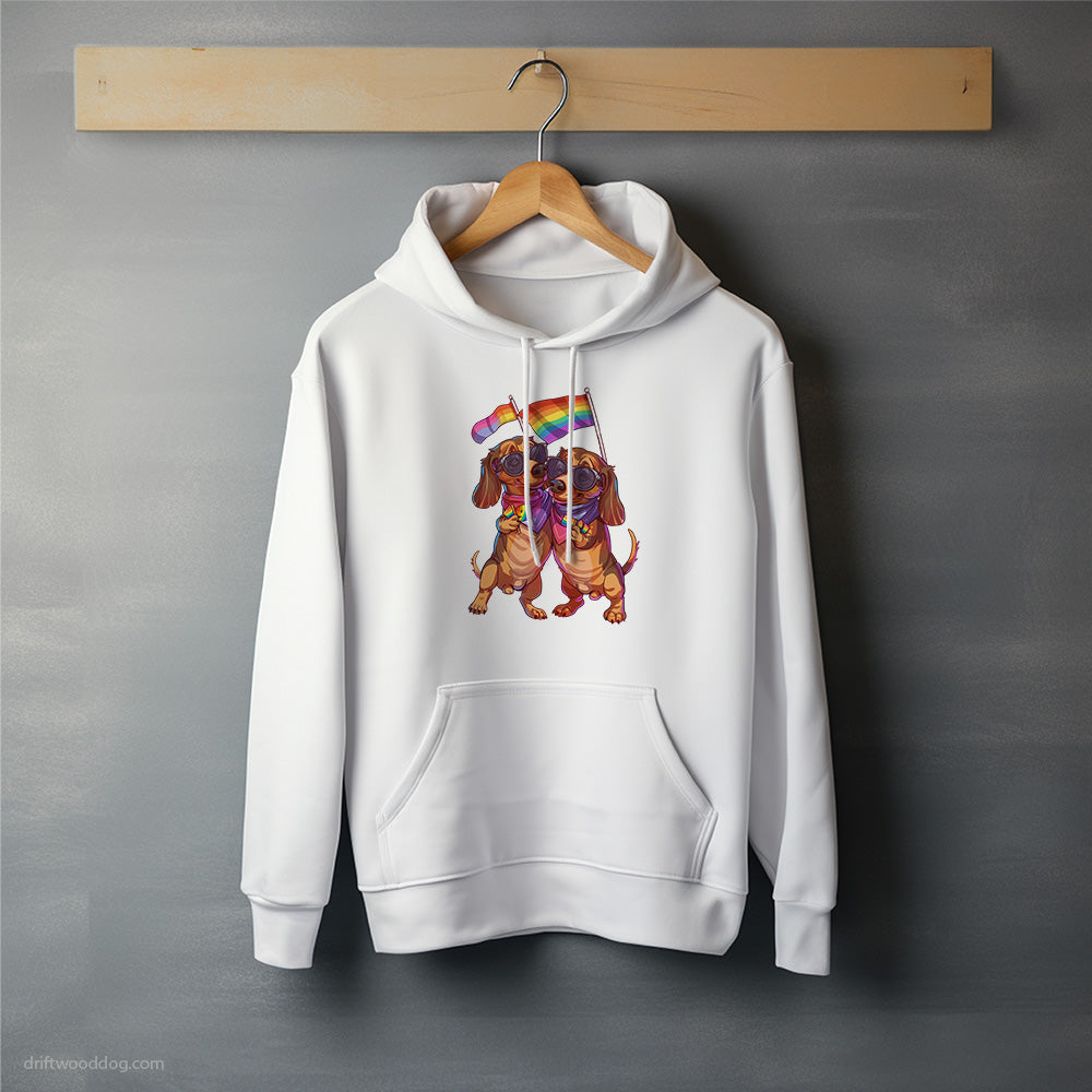 Proud Dachshund Couple Celebrating Pride Hoodie – Unisex Hoodie for Dog Lovers