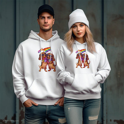 Proud Dachshund Couple Celebrating Pride Hoodie – Unique Dog Hoodies for Pet Lovers Gift