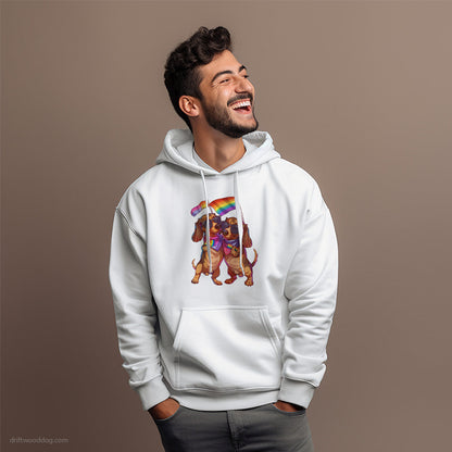 Proud Dachshund Couple Celebrating Pride Hoodie – Dog Hoodies for Men