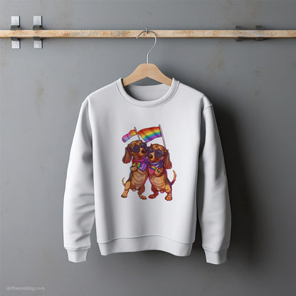 Proud Dachshund Couple Celebrating Pride Sweatshirt – Unisex Sweatshirt for Dog Lovers