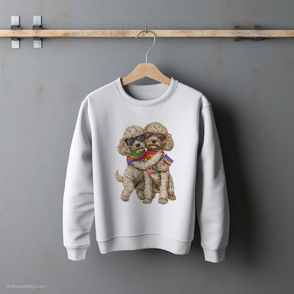 Poodle Couple Hugging at Pride Sweatshirt – Unisex Sweatshirt for Dog Lovers