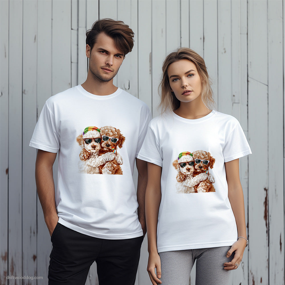 Poodle Couple Hugging on Pride Day T-Shirt – Unique Dog T-Shirts for Pet Lovers