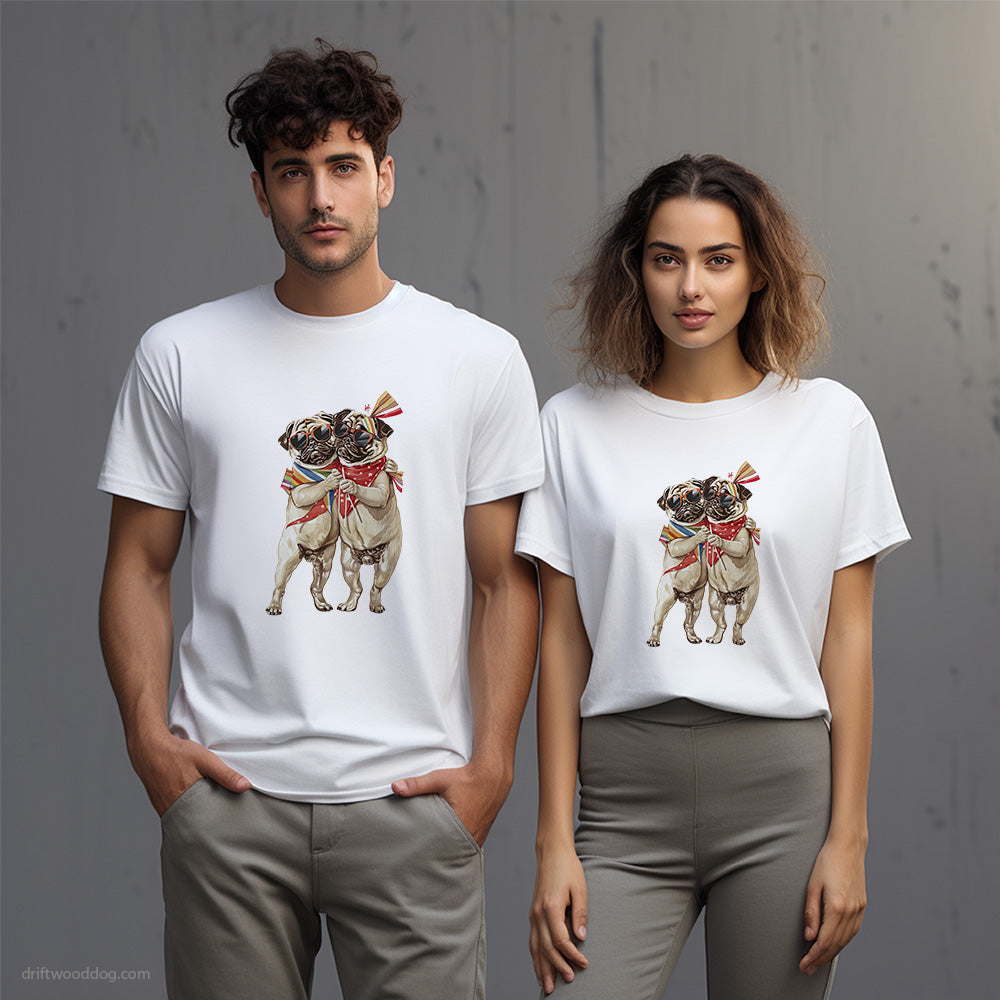 Pug Celebrating Pride Together T-Shirt – Unisex T-Shirt for Dog Lovers 