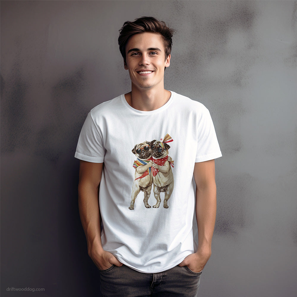 Pug Celebrating Pride Together T-Shirt – Dog Graphic Tee for Men