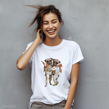 Pug Couple Hugging on Pride Day T-Shirt – Custom Dog T-Shirts for Women