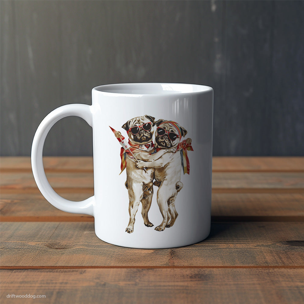 Pug Couple Hugging on Pride Day Mug – Cute Dog-Themed Mugs | Perfect Gifts for Dog Lovers