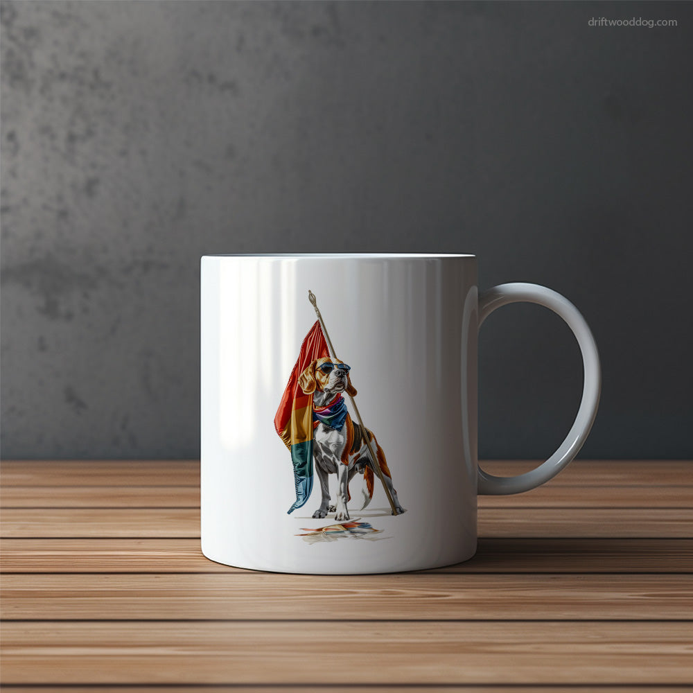 Beagle Waving LGBTQ+ Flag Mug – Funny Dog Coffee Mugs | Quirky Canine Drinkware