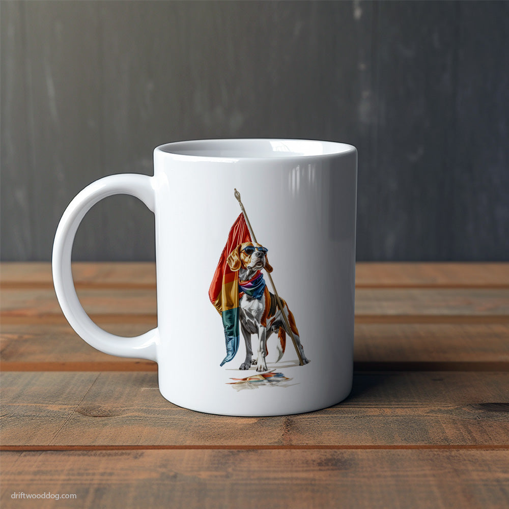 Beagle Waving LGBTQ+ Flag Mug – Cute Dog-Themed Mugs | Perfect Gifts for Dog Lovers