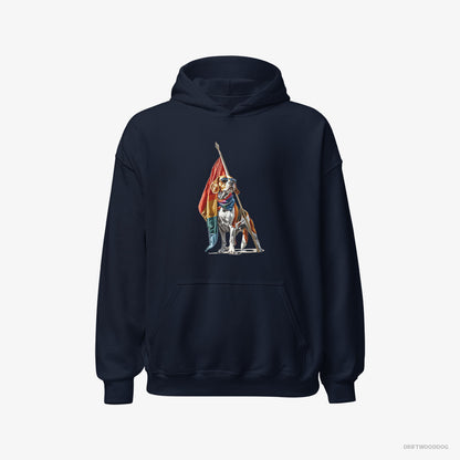 Beagle Waving LGBTQ+ Flag Navy Hoodie