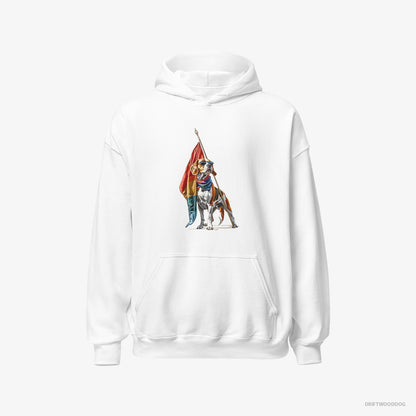 Beagle Waving LGBTQ+ Flag White Hoodie