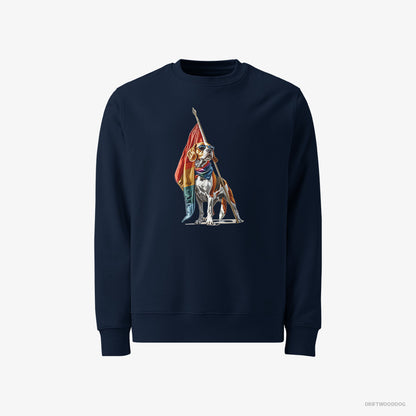 Beagle Sweatshirt – Men Navy Sweatshirt Classic – Waving LGBTQ+ Flag (on White Background)