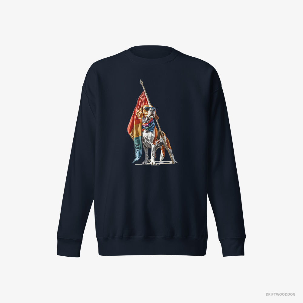 Beagle Waving LGBTQ+ Flag – Men's Sweatshirt Navy Eco – Eco-Friendly