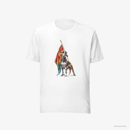 Beagle T-Shirt – Men White T-Shirt Eco-Friendly – Waving LGBTQ+ Flag (on White Background)