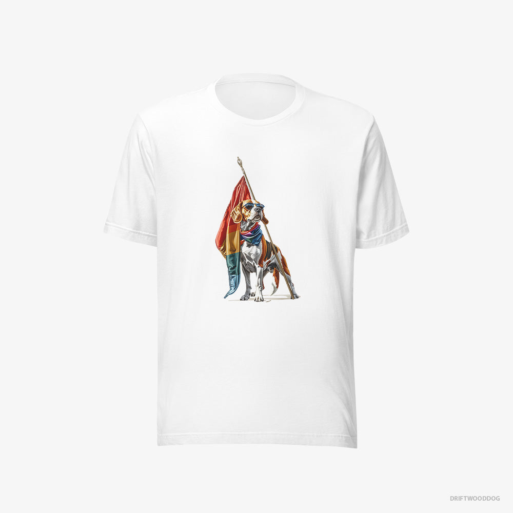 Beagle Waving LGBTQ+ Flag – Men's T-Shirt White Eco – Eco-Friendly