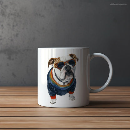 Bulldog Wearing Rainbow Outfit Mug – Funny Dog Coffee Mugs | Quirky Canine Drinkware