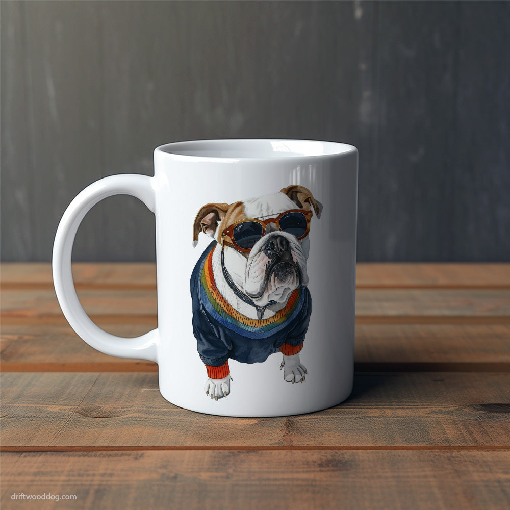 Bulldog Wearing Rainbow Outfit Mug – Cute Dog-Themed Mugs | Perfect Gifts for Dog Lovers